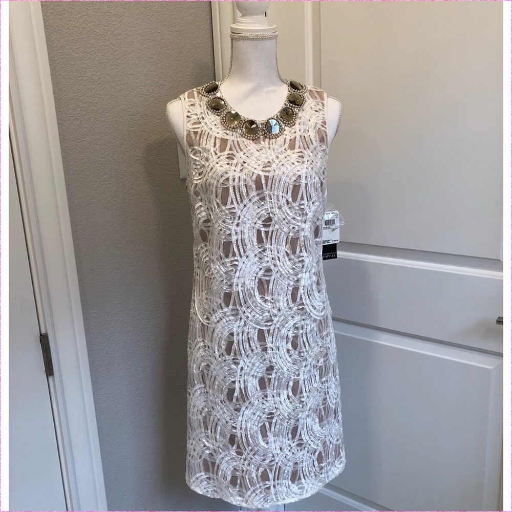 Adrianna Papell Jewel Neckline Shift